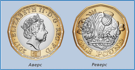 Великобритания: введена в обращение новая биметаллическая монета номиналом 1 фунт стерлингов