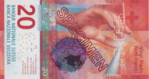 Швейцария: введена в обращение новая банкнота номиналом 20 франков выпуска 2017 года