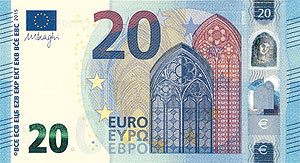 Новая банкнота номиналом 20 евро второй серии – серии «Европа»